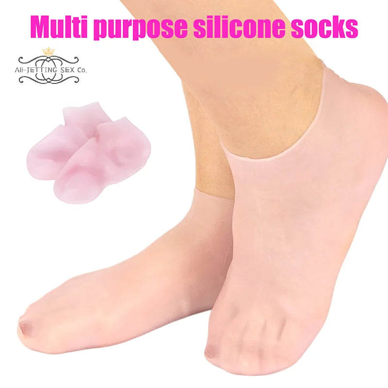 Moisturizing and Anti Cracking Gel Silicone Socks for Foot Spa, Novel Pair for Exfoliating Dry Cracked Foot Skin