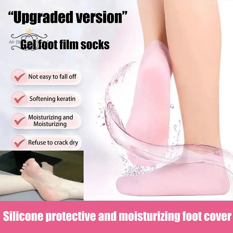 Moisturizing and Anti Cracking Gel Silicone Socks for Foot Spa, Novel Pair for Exfoliating Dry Cracked Foot Skin