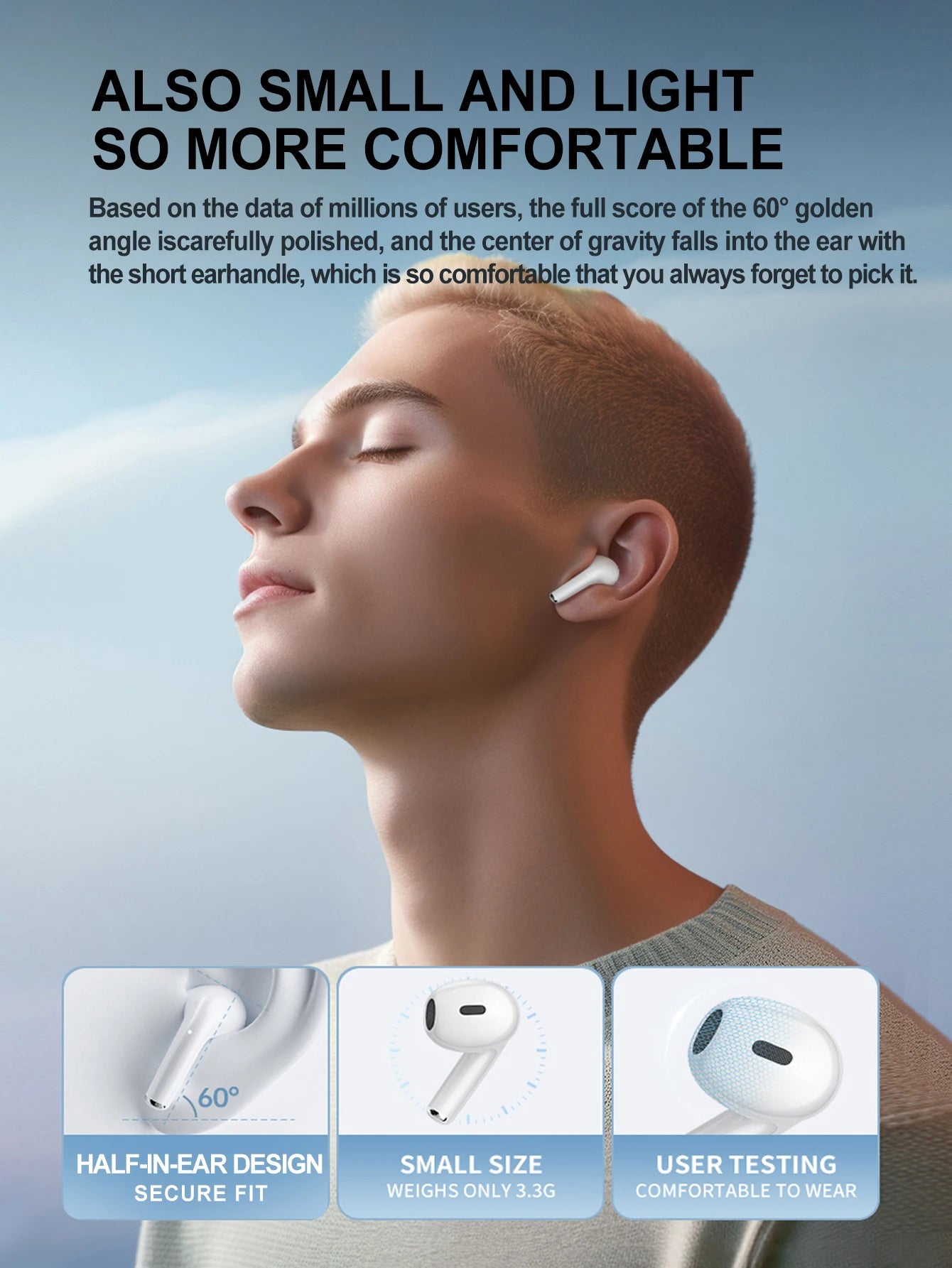 New wireless earphones for 2025, with smooth sound quality and built-in microphone, suitable for office/commuting/gaming/sports